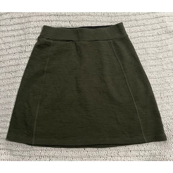 Ibex Pull On Skirt Zque Merino Wool Womens Sz Small USA Made Active Olive Green - Picture 1 of 8